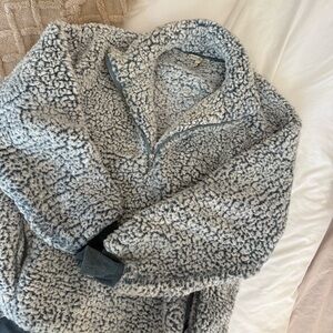 Express Cozy Gray Sherpa Jacket